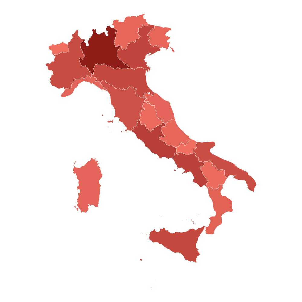 Popolazione dell'Italia per regione al 1º gennaio 2025 (ISTAT)